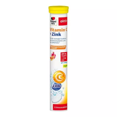 DOPPELHERZ Comprimés effervescents de vitamine C+zinc, 15 pièces