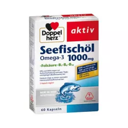 DOPPELHERZ Huile de poisson de mer Oméga-3 1.000 mg+Fols.caps, 60 pcs
