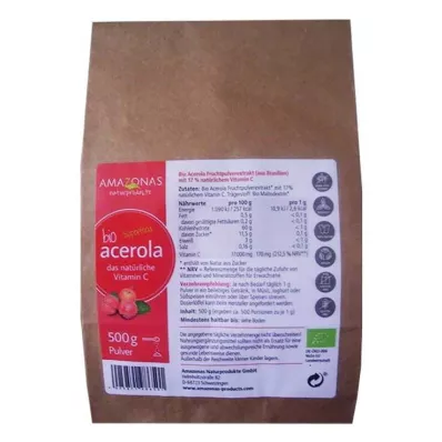ACEROLA Poudre de vitamine C naturelle 100% Bio Pur, 500 g