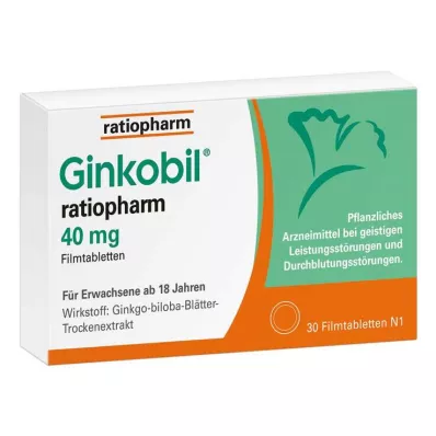 Ginkobil ratiopharm 40mg avec Ginkgo biloba, 30 pc
