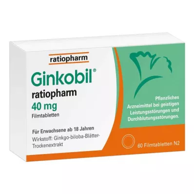 Ginkobil ratiopharm 40mg avec Ginkgo biloba, 60 pc