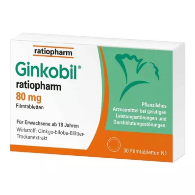 Ginkobil ratiopharm 80mg avec Ginkgo biloba, 30 pc