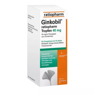 Ginkobil ratiopharm 40 mg avec gouttes de Ginkgo biloba, 100 ml