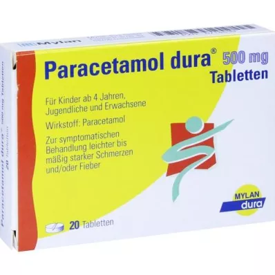 PARACETAMOL dura 500 mg comprimés, 20 pcs