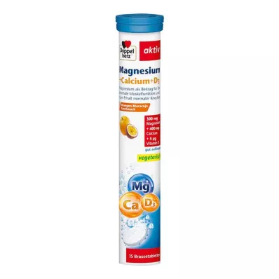 DOPPELHERZ Comprimés effervescents de Magnésium+Calcium+D3, 15 pièces