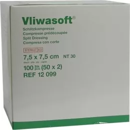 VLIWASOFT Compresses fendues 7,5x7,5 cm stériles 4l, 50X2 pces