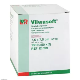 VLIWASOFT Compresses fendues 7,5x7,5 cm stériles 4l, 50X2 pces