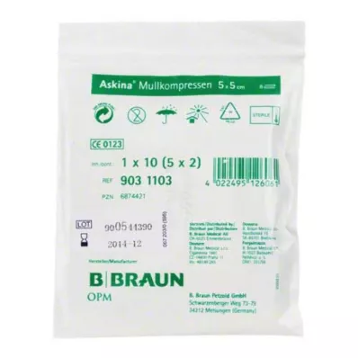 ASKINA Compresses de gaze 5x5 cm stériles, 5X2 pces