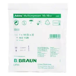 ASKINA Compresses de gaze 10x10 cm stériles, 5X2 pces