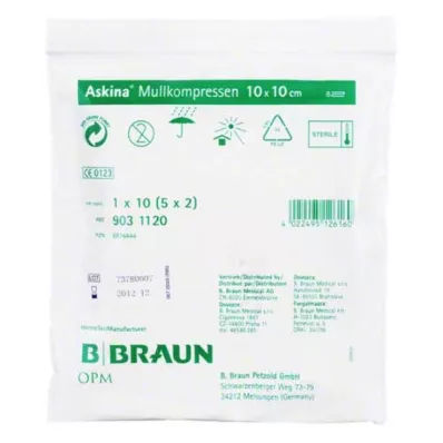 ASKINA Compresses de gaze 10x10 cm stériles, 5X2 pces