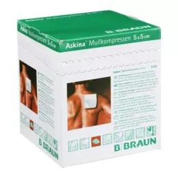 ASKINA Compresses de gaze 5x5 cm, stériles, 8 plis, 25X2 pces