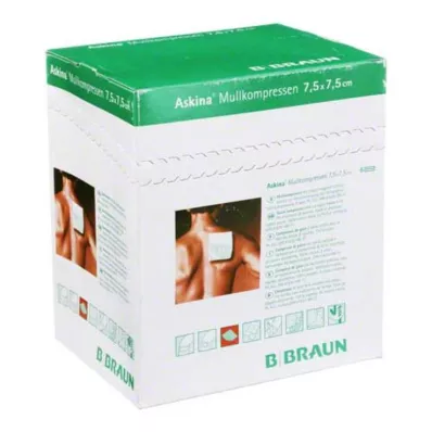 ASKINA Compresses de gaze 7,5x7,5 cm stériles, 25X2 pces