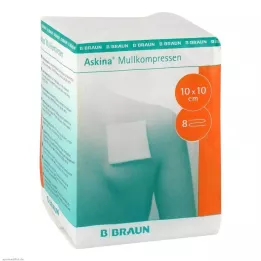 ASKINA Compresses de gaze 10x10 cm non stériles, 8 plis, 100 pces
