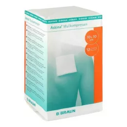 ASKINA Compresses de gaze 10x10 cm non stériles 12 plis, 100 pces