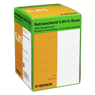 Chlorure de sodium 5,85% solution pour perfusion Braun concentrée, 20x100 ml