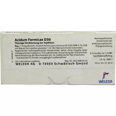 ACIDUM FORMICAE D 30 ampoules, 8 pces ACIDUM FORMICAE D 30 ampoules, 8 pces