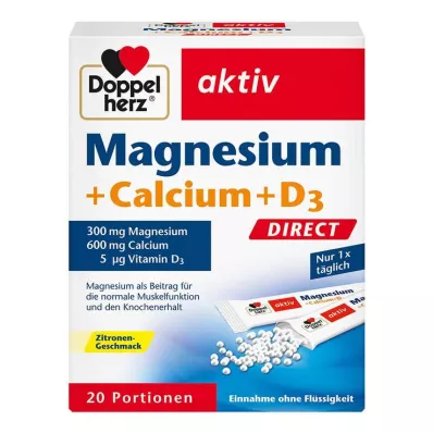 DOPPELHERZ Magnésium+Calcium+D3 DIRECT Granulés, 20 pièces