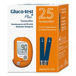 GLUCO TEST Bandelettes de test de la glycémie Plus, 25 pièces