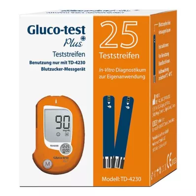 GLUCO TEST Bandelettes de test de la glycémie Plus, 25 pièces GLUCO TEST Bandelettes de test de la glycémie Plus, 25 pièces