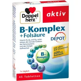 DOPPELHERZ Comprimés de complexe B + acide folique, 45 comprimés