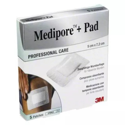 Medipore + Pad 3M 5x7.2cm 3562NP Plâtre, 5 pc