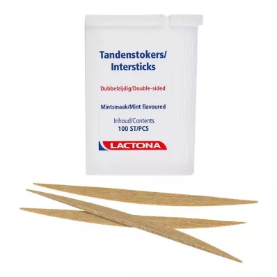 Bâtonnets dentaires Lactona Intersticks menthe double extrémité, 100 pièces Bâtonnets dentaires Lactona Intersticks menthe double extrémité, 100 pièces