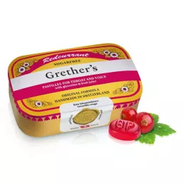 GRETHERS Pastilles Redcurrant+Vitamine C sans sucre, 110 g