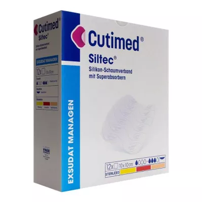 Pansement en mousse Cutimed Siltec 10x10 cm légèrement adhésif, 12 pièces
