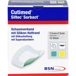 CUTIMED Siltec Sorbact PU-Pansements 7,5x7,5 cm, 12 pces