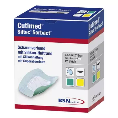 Pansement Cutimed Siltec Sorbact PU-7,5x7,5 cm, 12 pc