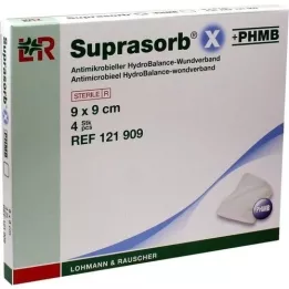 SUPRASORB X+PHMB HydroBalance pansement pour plaie 9x9 cm, 4 pces