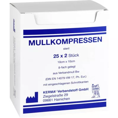 MULLKOMPRESSEN 10x10 cm stérile 8 fois BW, 25X2 St