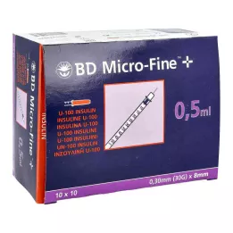 BD MICRO-FINE+ Seringue à insuline 0,5 ml U100 8 mm, 100X0.5 ml