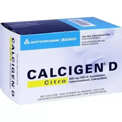 CALCIGEN D Citro 600 mg/400 U.I. comprimés à croquer, 120 comprimés