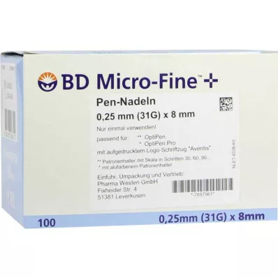 BD Micro-Fine + 8 aiguilles 0,25x8 mm, 100 pc