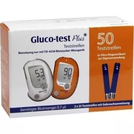 GLUCO TEST Bandelettes de test de la glycémie Plus, 50 pièces