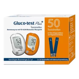 GLUCO TEST Bandelettes de test de la glycémie Plus, 50 pièces