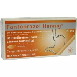 PANTOPRAZOL Hennig contre les brûlures destomac 20 mg msr.tablette, 7 pcs