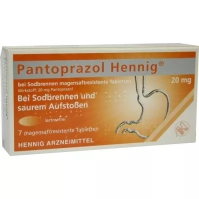 PANTOPRAZOL Hennig contre les brûlures destomac 20 mg msr.tablette, 7 pcs