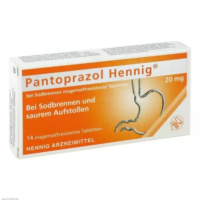 Pantoprazole Hennig b.Brûlures destomac 20 mg comprimés gastro-résistants, 14 pc