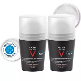 VICHY HOMME Déodorant à bille pour peaux sensibles 48h DP, 2X50 ml