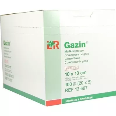 GAZIN Compresse de gaze 10x10 cm, stérile, 12 plis, 20X5 pcs