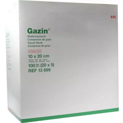 Gazin compresse 10x20cm 12f, 20x5 pc