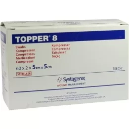TOPPER 8 compresses 5x5 cm stériles, 60X2 pces