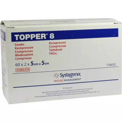 TOPPER 8 compresses 5x5 cm stériles, 60X2 pces