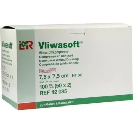 VLIWASOFT Compresses non tissées 7,5x7,5 cm stériles 6l, 50X2 pces