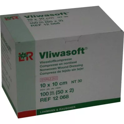 Polaire compressible Vliwasoft 10x10cm 6 plis stérile, 50x2 pièces