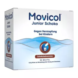 Poudre de chocolat Movicol Junior pour fabrication de solution buvable, 30X6,9 g