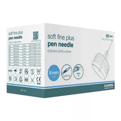 Klinion Soft fine plus canules 8 mm 31G 0,25 mm, 110 pièces Klinion Soft fine plus canules 8 mm 31G 0,25 mm, 110 pièces