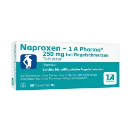 NAPROXEN-1A Pharma 250 mg contre les douleurs menstruelles, 30 comprimés